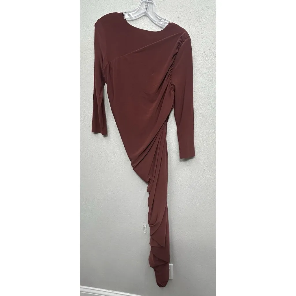 Norma Kamali Diana Maxi Gown Dress Size S/36 Copper Ruched Party Formal Gala - Image 4