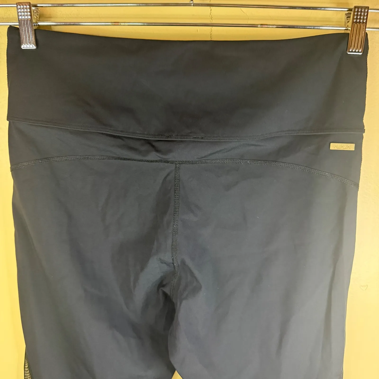 ALALA Womens Black Mesh Insert Active Leggings Pants Size XL Activewear Goth - Image 10