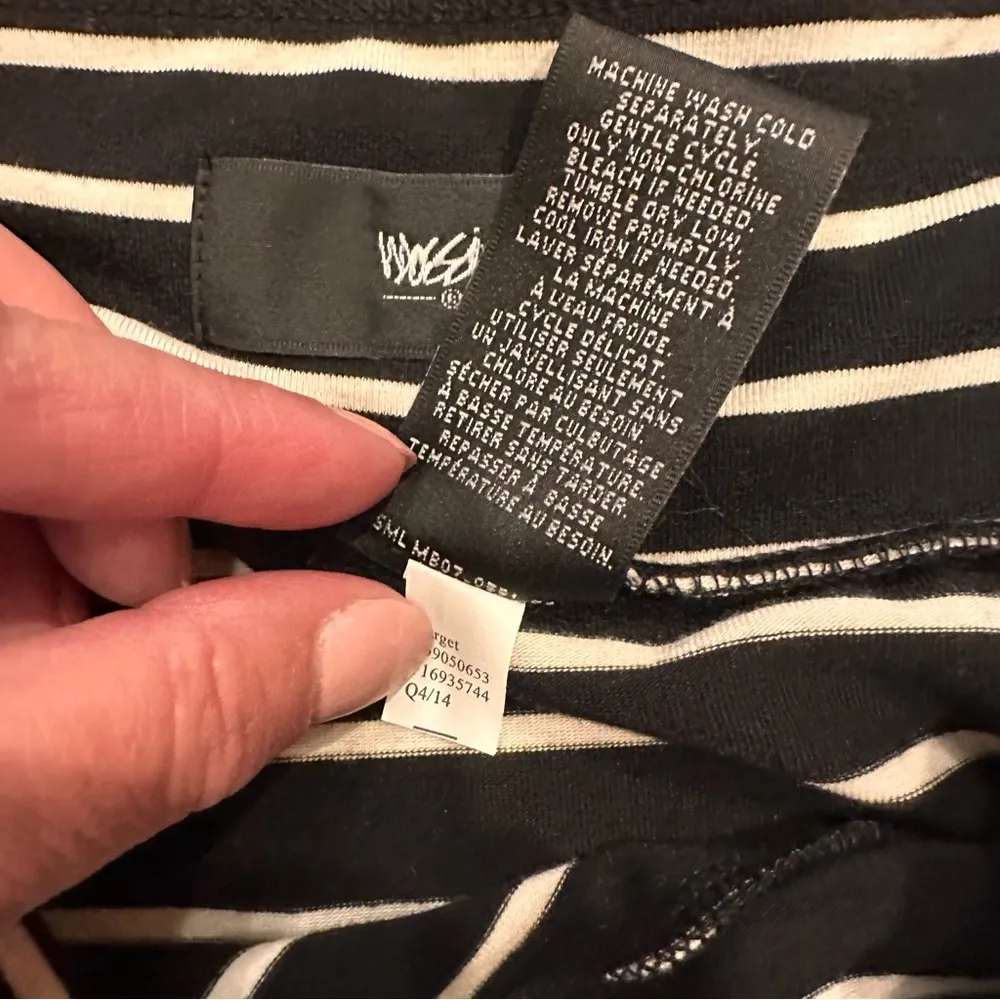 NEW NWT Mossimo Women’s Black Breton Striped Maxi Skirt Side Slit Sz S Nautical - Image 8