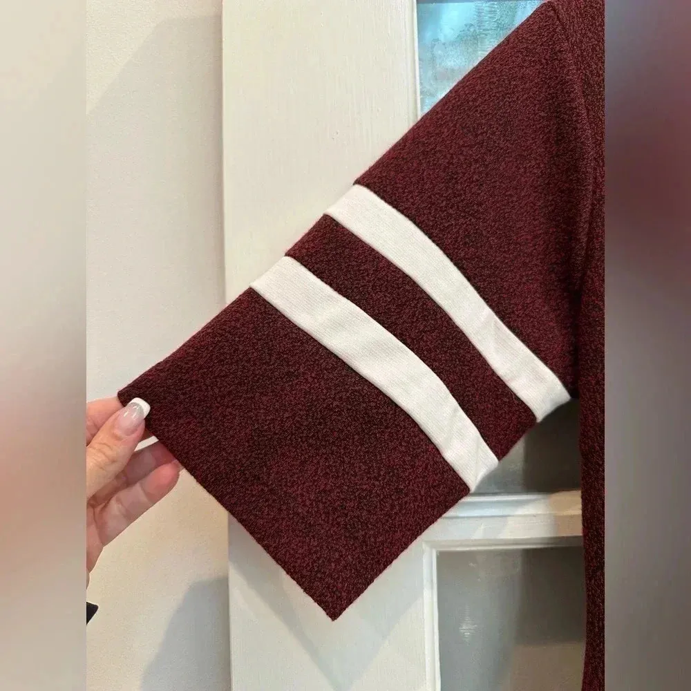 Ashley Stewart Varsity Stripe Dress Size 12 NWT Black Burgundy Heathered - Image 9