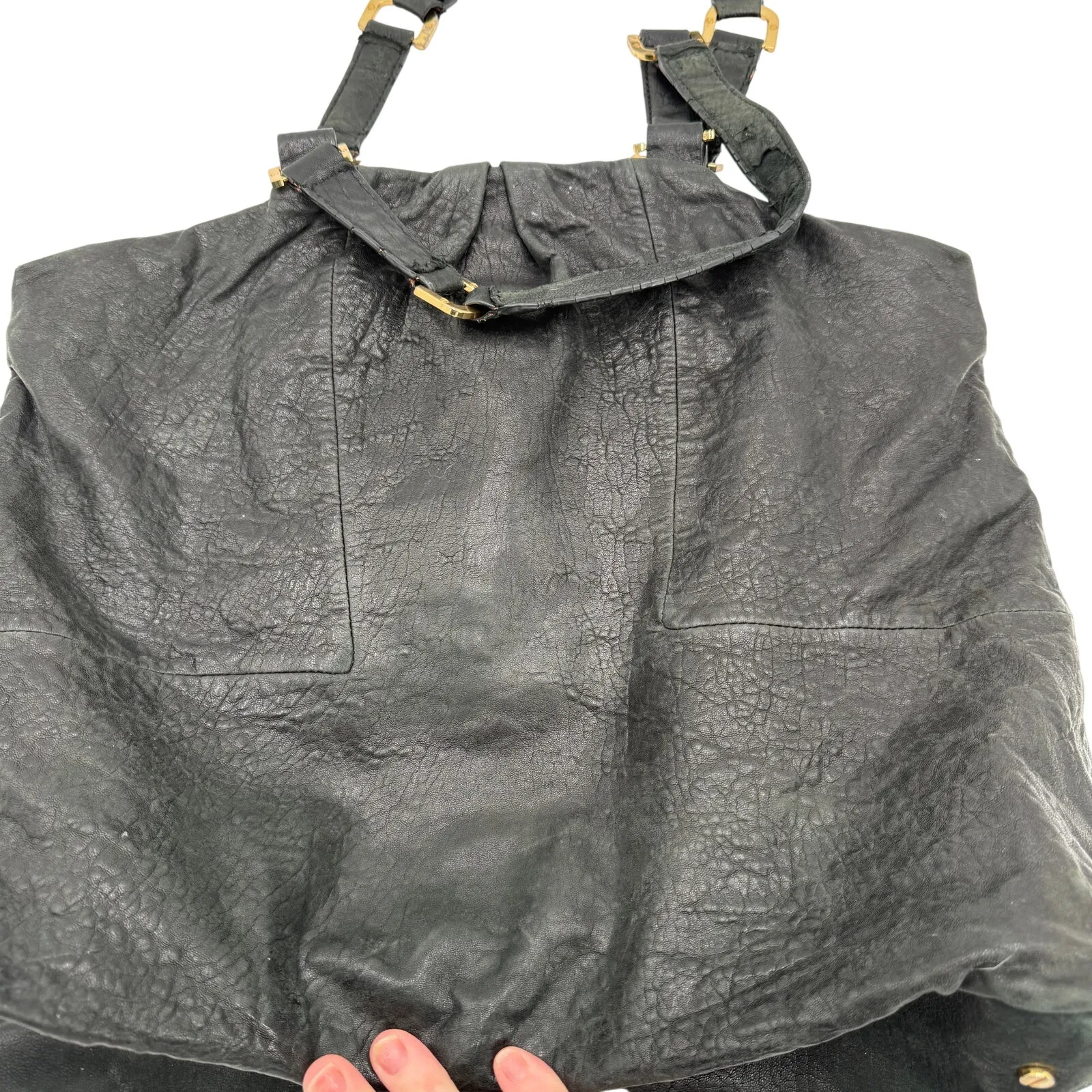 Tory Burch Black Leather Steffi Zipper Tote Handbag - Image 5