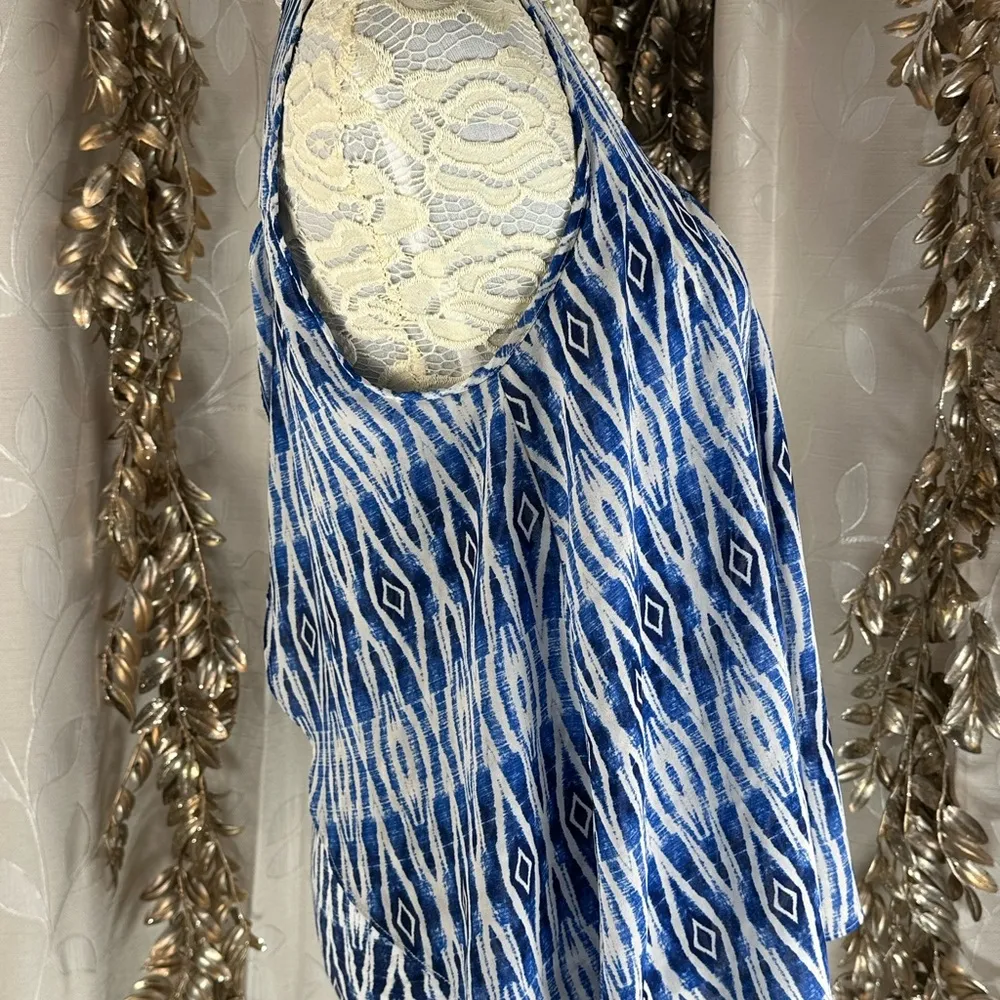 Meadow Rue Blue Ikat Print Sleeveless Blouse - Image 2