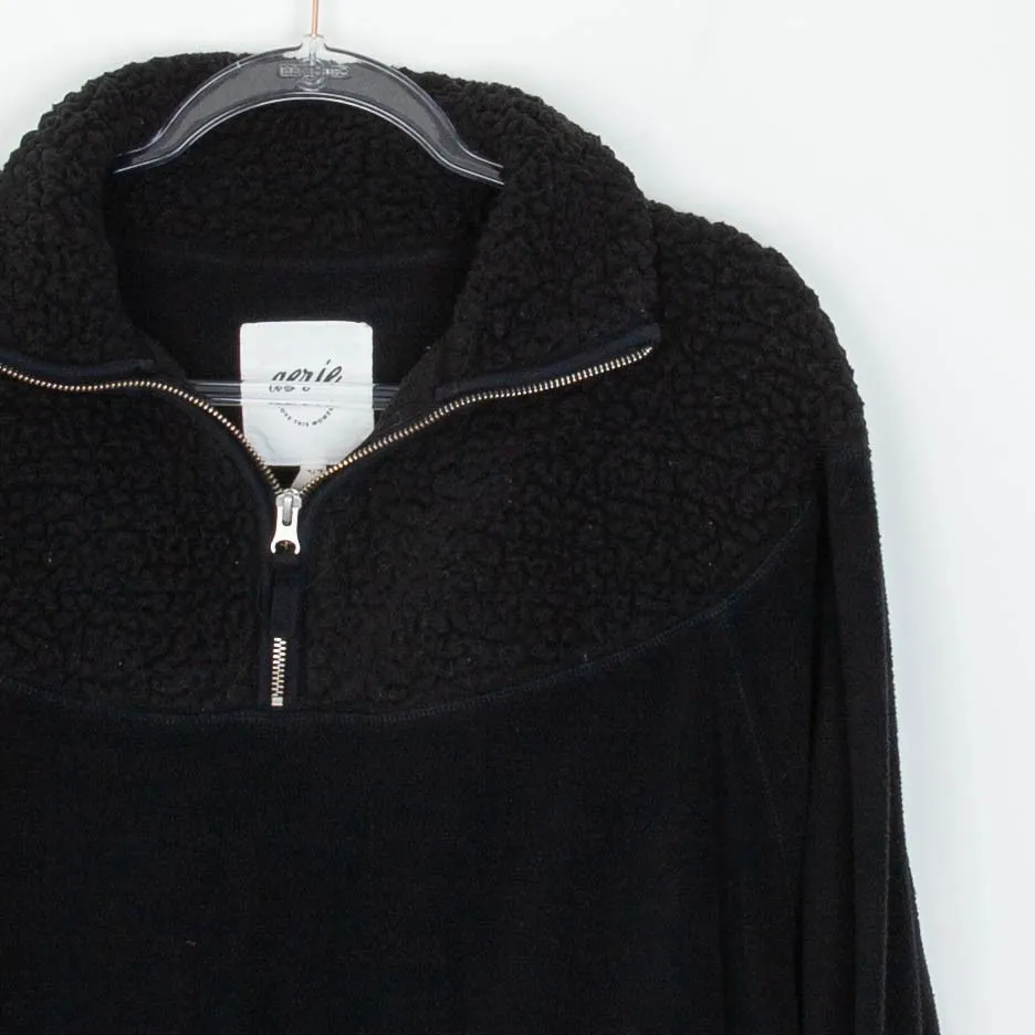 Aerie Womens Hometown Holiday Quarter Zip Fleece Sherpa Sweatshirt Size XS Black - Image 2