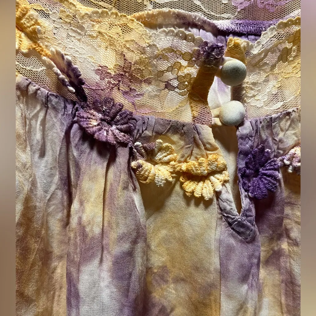 NWT! Anthropologie Purple and Yellow Tie-Dye Lace Trimmed Cami - Image 5