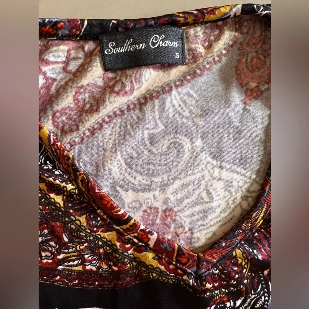 Simply Southern Casual Floral Dress Pink White Pom Pom‎ Hem Elastic Neck Sz S - Image 6