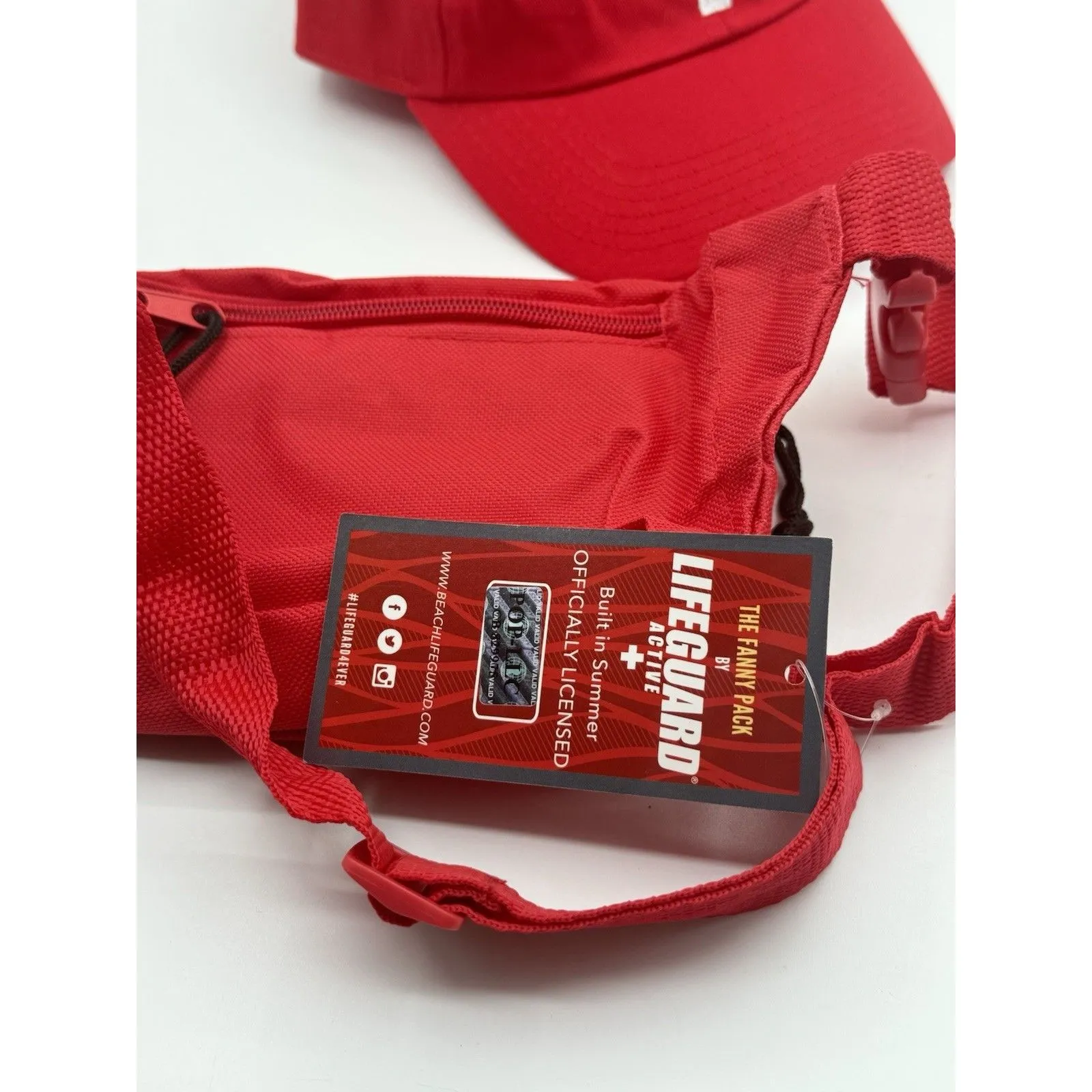 Officially Licensed Lifeguard Uniform Adjustable Hat & Fanny Aid Baywatch NEW Red - Image 3