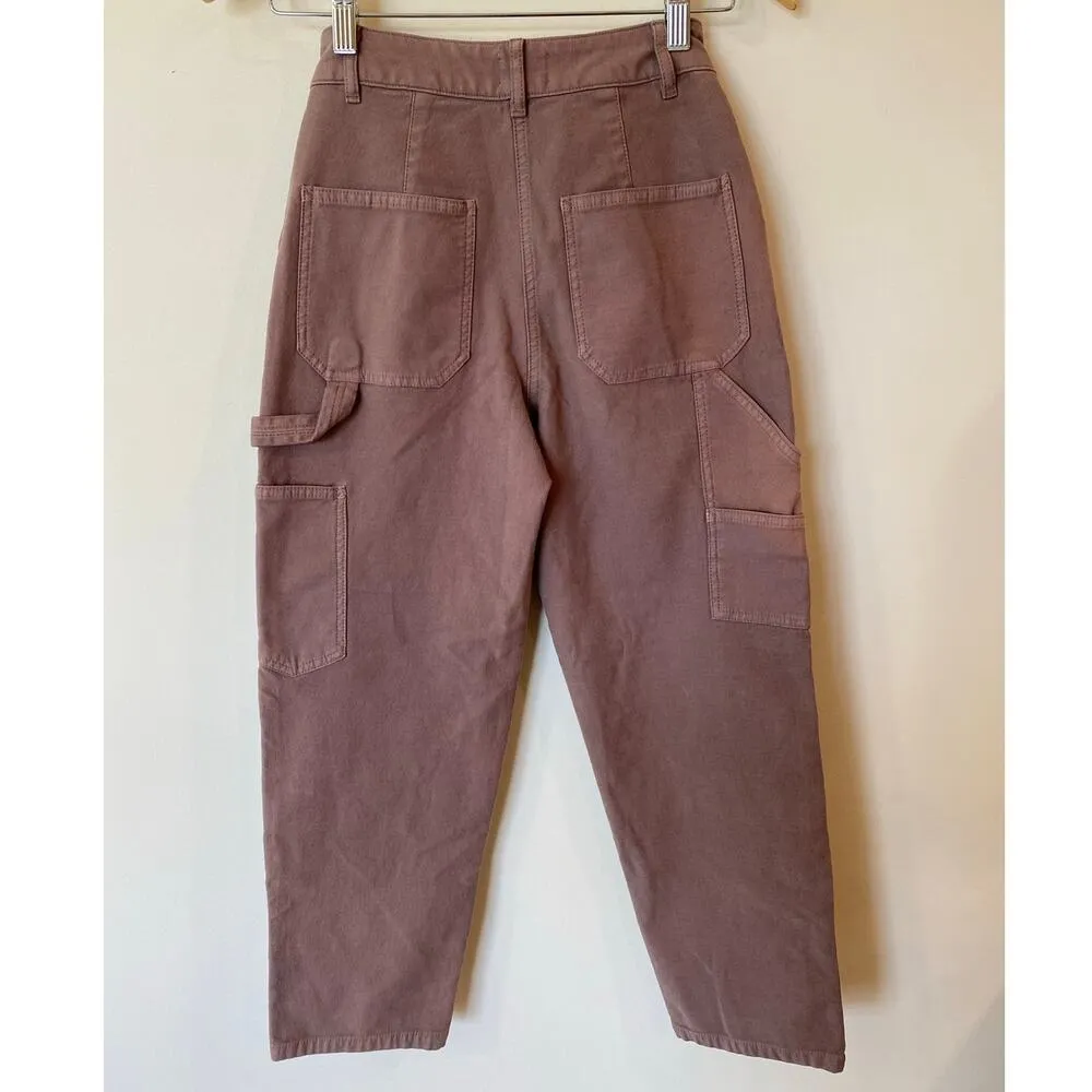 Wilfred Free High Rise Straight Leg Cargo Utility Pants Pink Women's Size 2 - Image 3