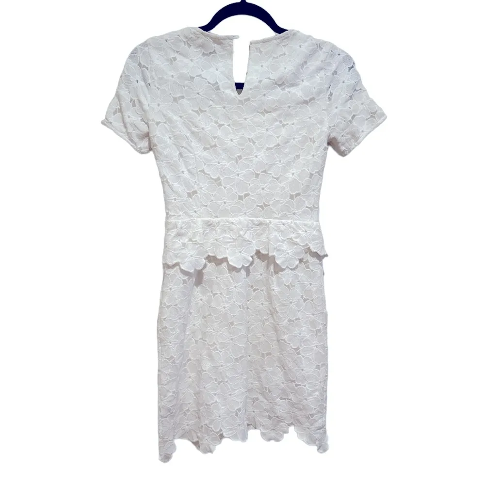 JACK WILLS CASTLECROFT LACE FLORAL SHORT SLEEVE ROUND NECK IVORY WHITE DRESS 2 - Image 2