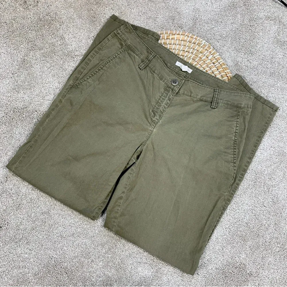 Eileen Fisher Tapered Ankle Pants Mid Rise Organic Cotton Blend in Olive Size SP - Image 3