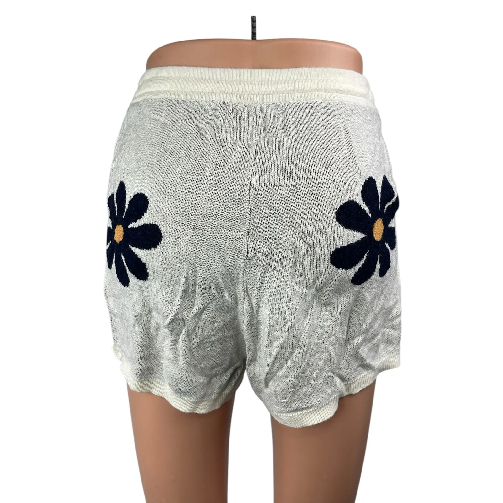 Ekouaer Women's White Floral High Rise Drawstring Sleepwear Lounge Shorts Size M - Image 2