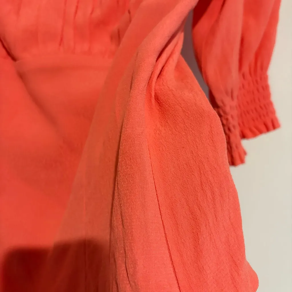 aritzia wilfred pandora puff sleeve smocked blouse fresco‎ pink size small - Image 6