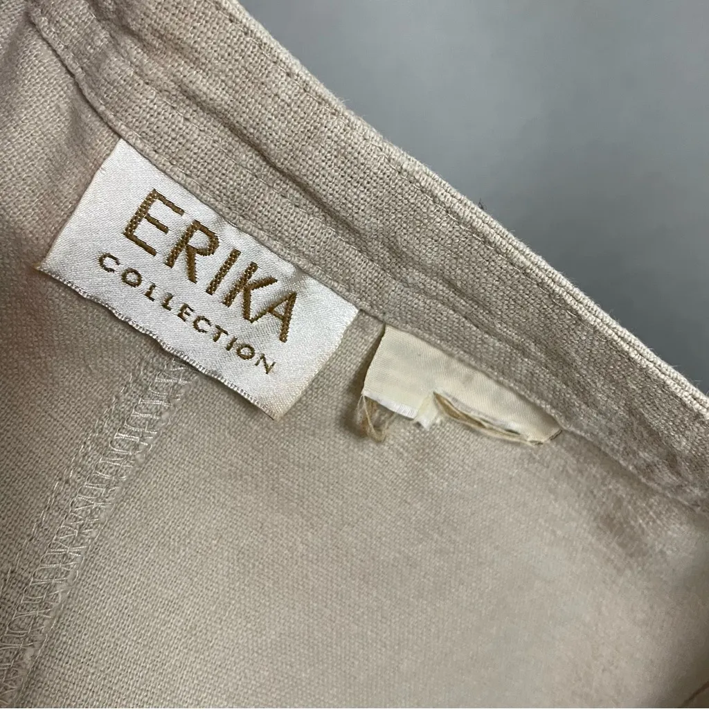 Vintage Shift Dress Jumper Sleeveless Jumper Beige Tan Summer Relaxed Fit‎ Midi Size 1X - Image 7