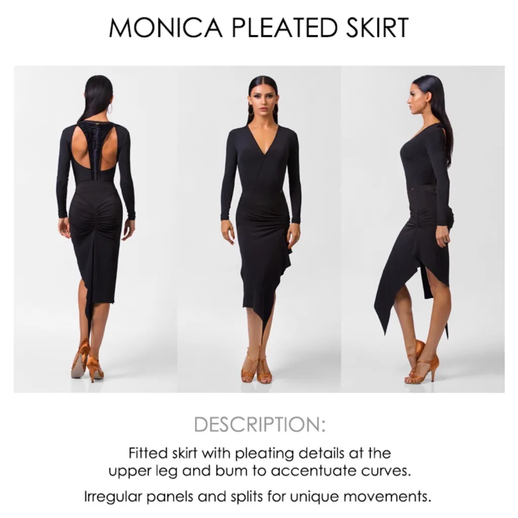 Michael Chen "Monica" Pleated Latin Skirt – Professional Ballroom Dancewear Black Size 4 - Image 3