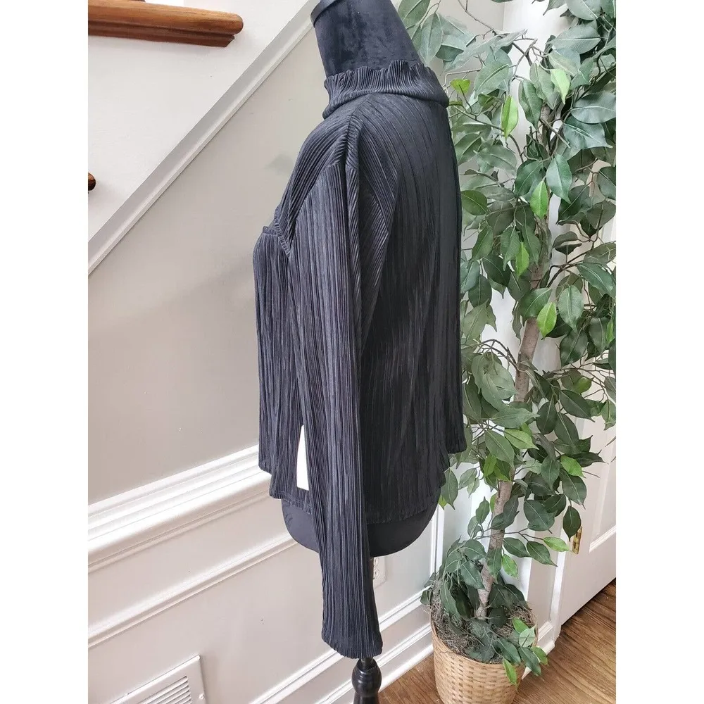 Leith Women Black 100% Polyester Mock Neck Long Sleeve Casual Top Shirt Size XL - Image 4