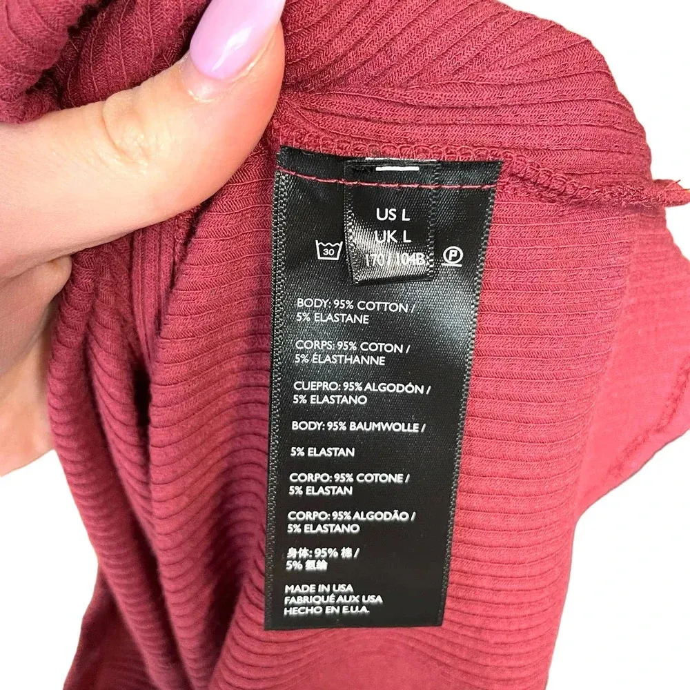 Free People Beach Guess Who's Back Rib Knit Cutout Dress Wild Garnet Size‎ Large - Image 11