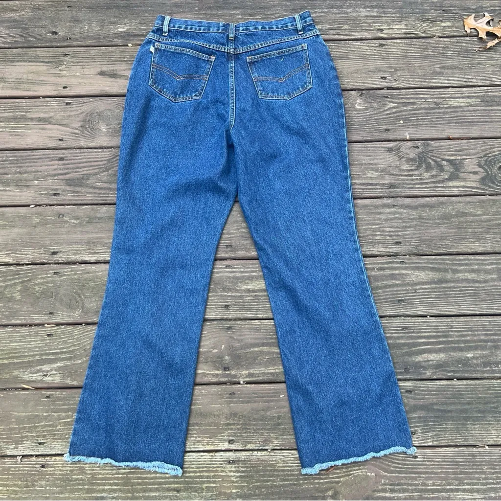 Women’s Traxx Vintage Cowboy Western Laced High Rise Blue Denim Jeans, Y2K|Sz:14 - Image 4