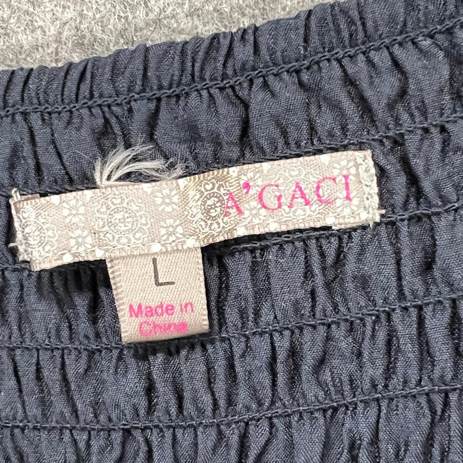 Agaci Mini Dress L Blue Strapless Lace Mesh Embroidered Smocked Y2K Boho Chic - Image 12