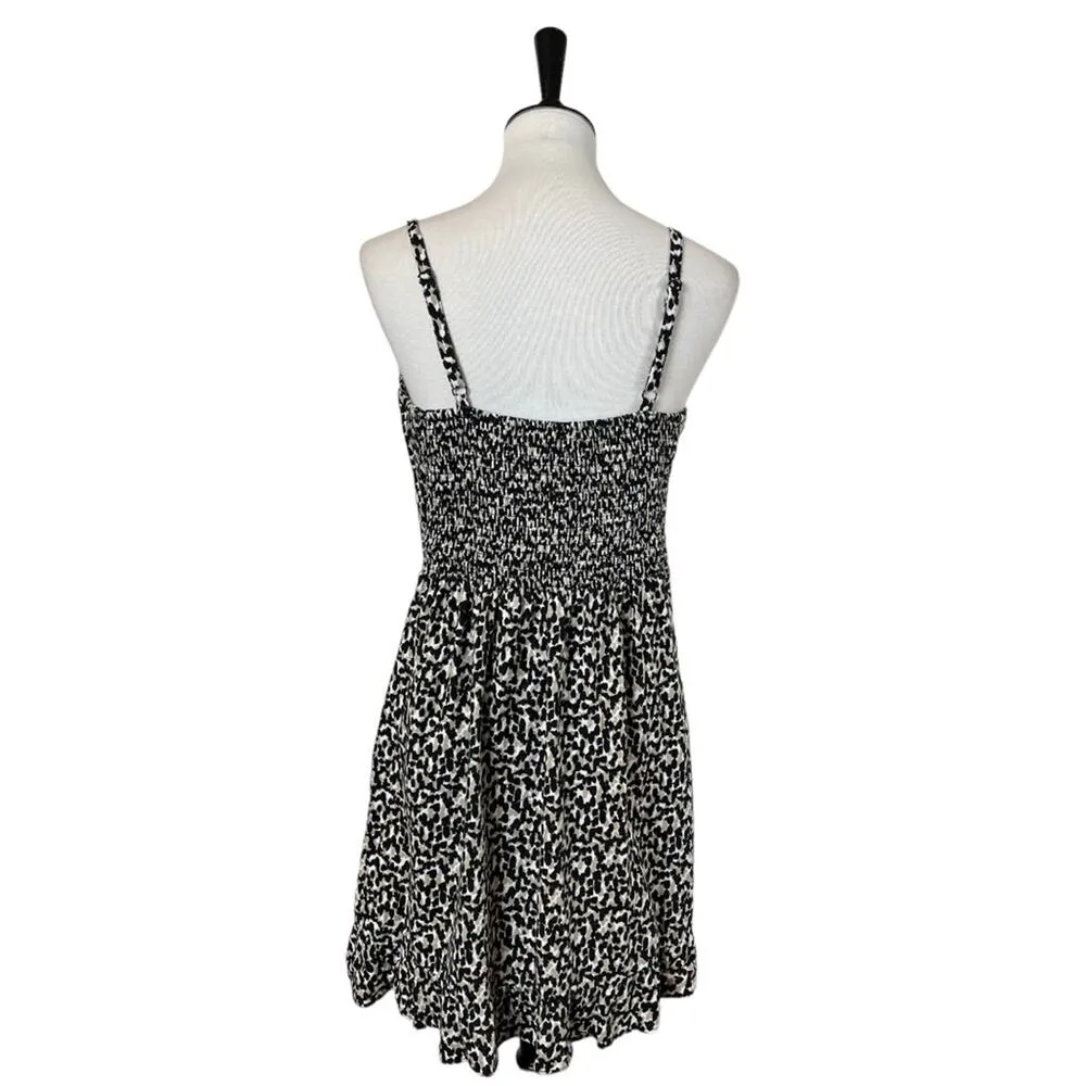 Old Navy Cami Dress Smocked Linen Blend Adjustable Leopard Print Women’s Large - Image 4