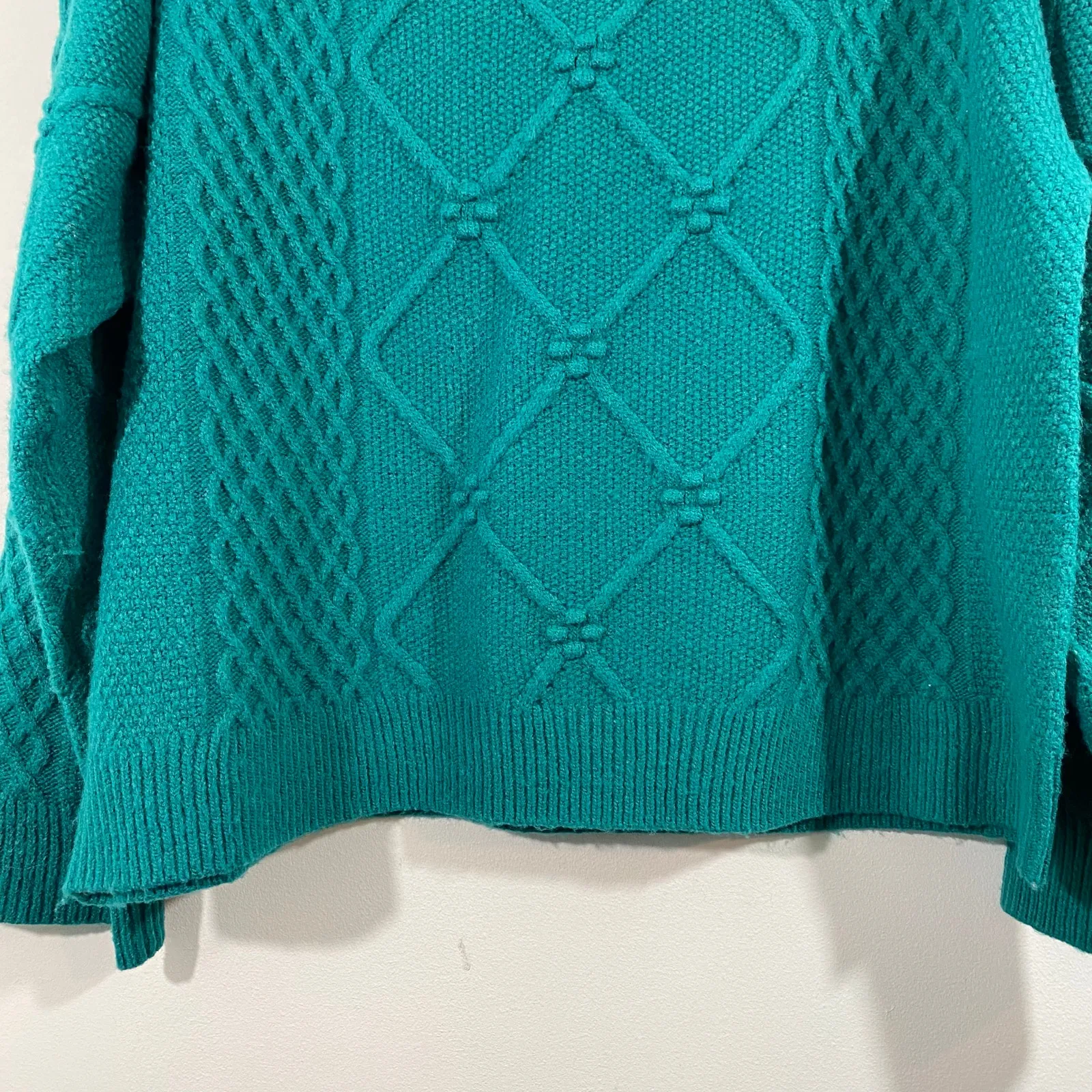 Ann Taylor Women Green Fisherman Knit Loose Fit Pullover Sweater Size XL - Image 3