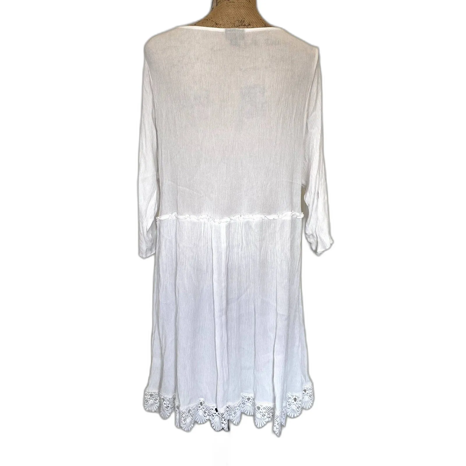 Torrid Ivory White Gauze Crochet Trim Mini Dress Swim Cover‎ Plus Size 3X - Image 5