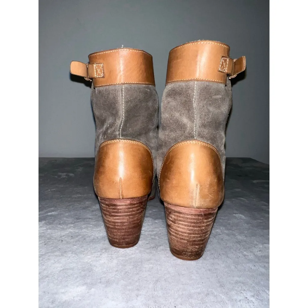 Women's Sebago Taupe Suede & Brown Leather Ankle Boots Size 10 Tan - Image 4