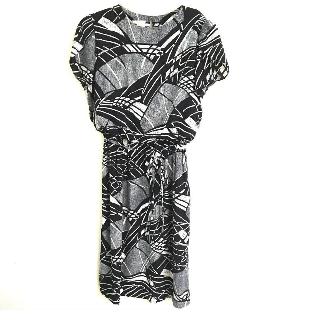 Vintage 80’s Lady Carol geometric print dress 8* Black - Image 3