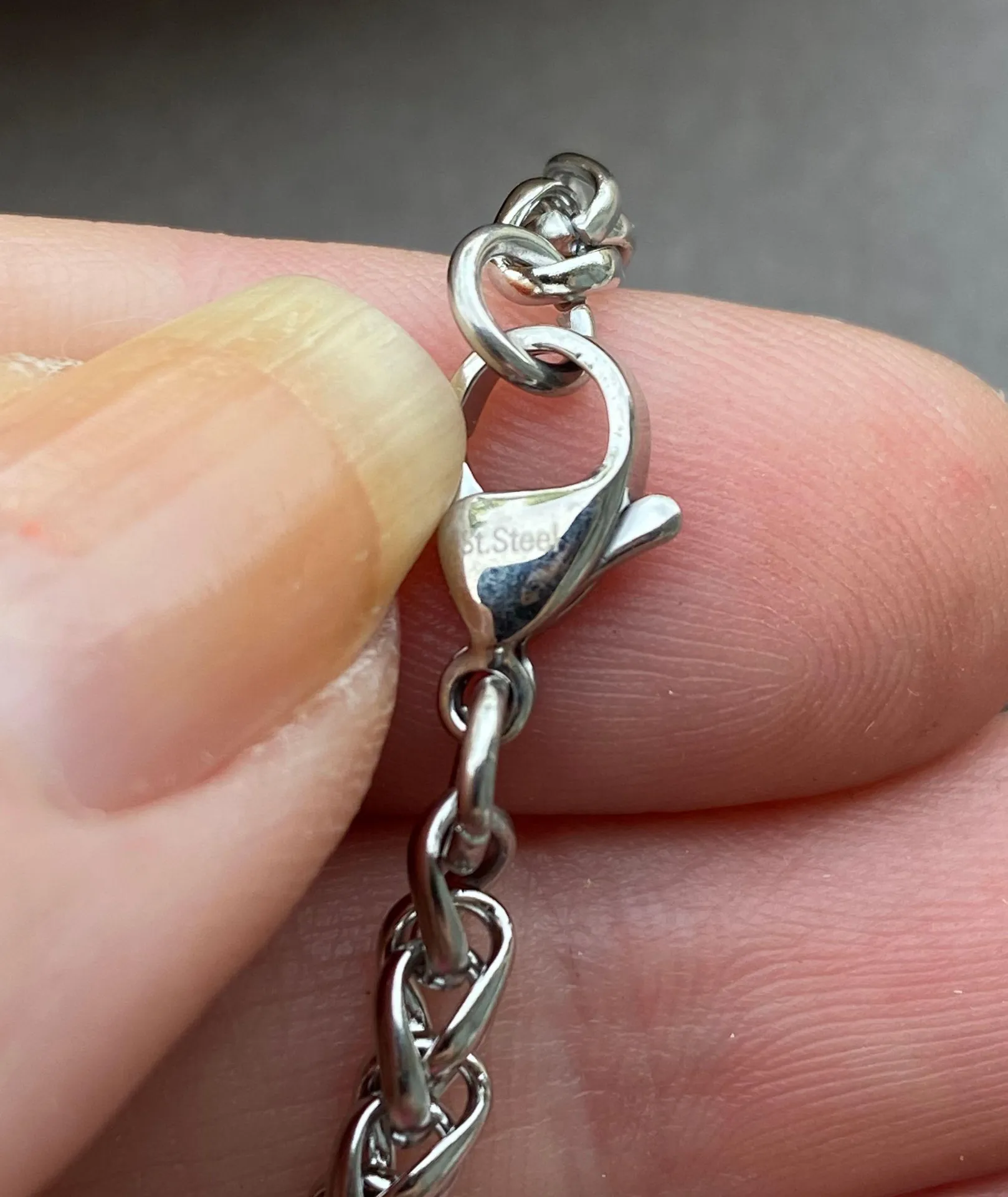 Whale Tail Stainless Steel Wheat Chain Necklace Silver - Image 6