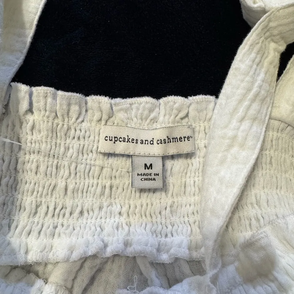 Cupcakes & Cashmere White Smocked Top Size M - Image 2