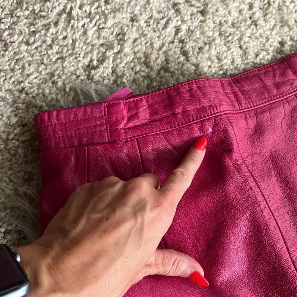 vintage pink leather pencil skirt Size 4 - Image 9