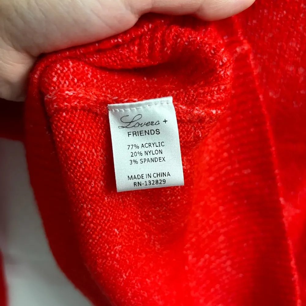 Lovers & Friends Eden Off the Shoulder Sweater NWT Red Large Cozy Fold Over - Image 6