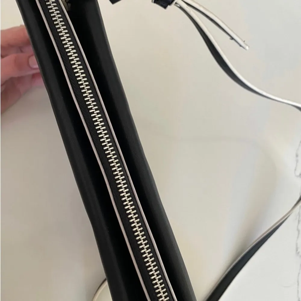 Black With White Trim Contemporary Small Crossbody Purse Bag - Image 5