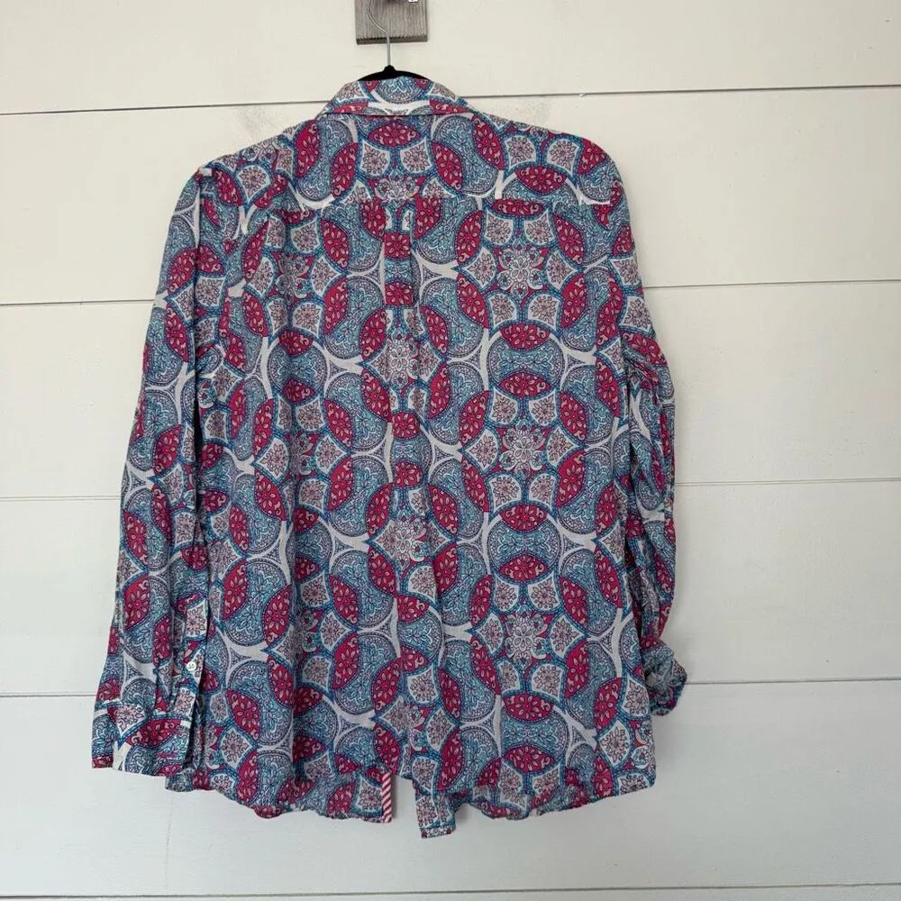 Talbots  Women’s XLP Patterned Button Down Blouse Office Core Career - Image 5