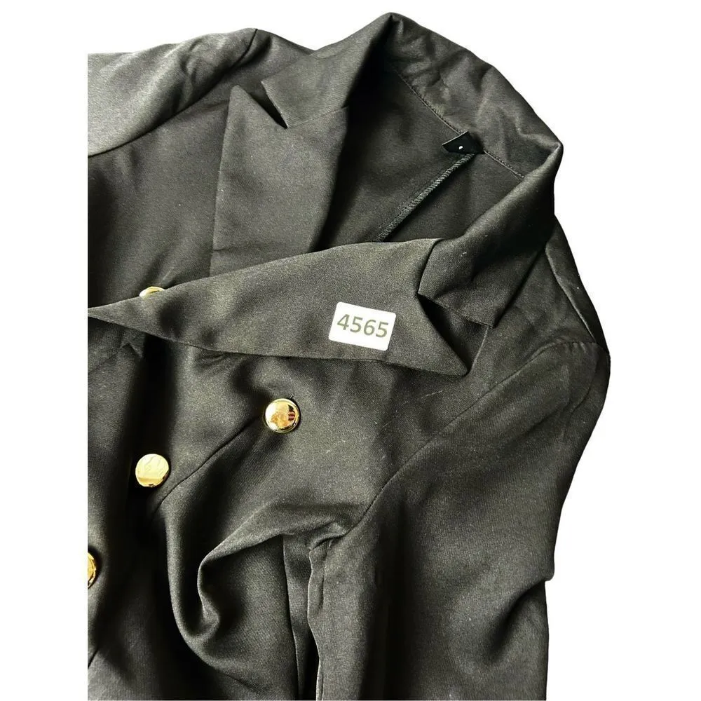 Womens black Casual Blazer Cardigan Open Front Long Sleeve Solid Color Jacket Sz Size XS - Image 12