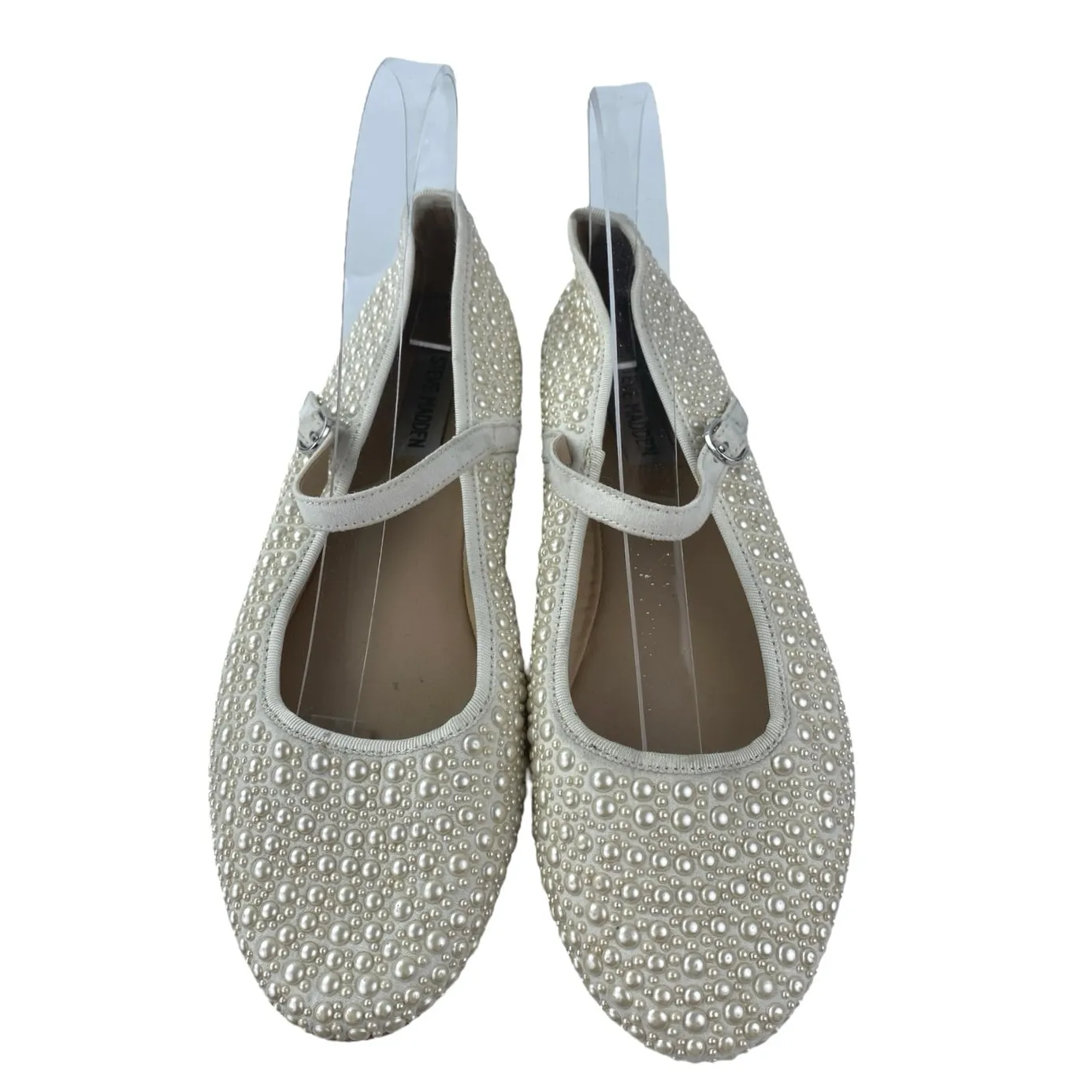 STEVE MADDEN Caddie White Rhinestone Jeweled Mary Jane Ballet Flats Shoes Sz 9M - Image 2