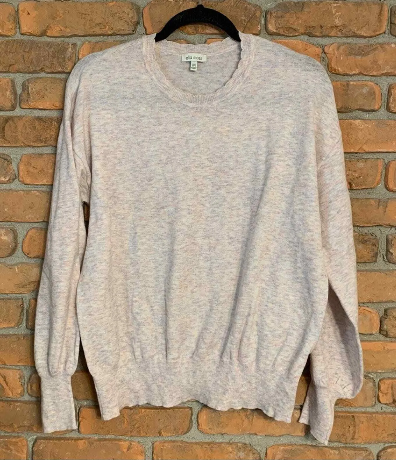 Ella Moss Pullover Sweater Womens Medium Pink Knit Long Sleeve Pastel Scallop - Image 1