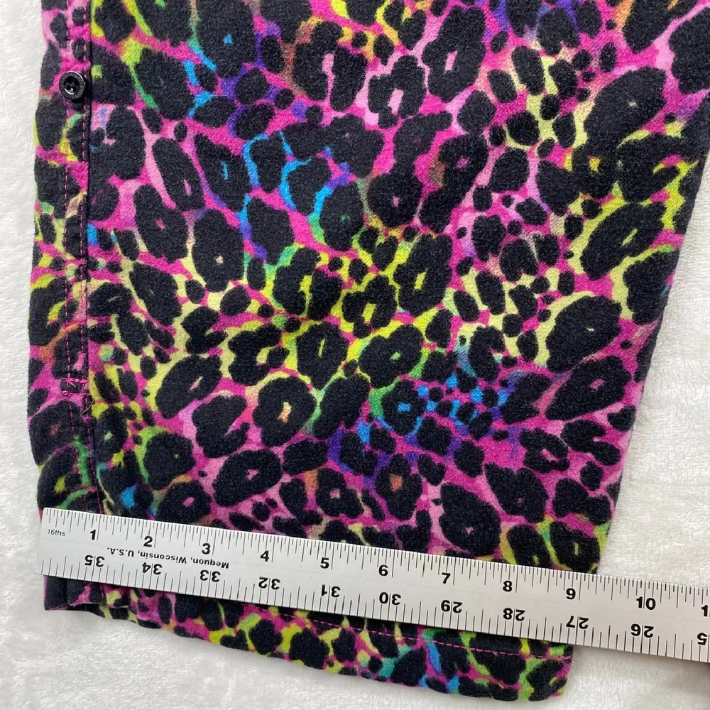 AERO Leopard Print Flannel Lounge Pants Rhinestone Logo Comfy Casual Medium Purple - Image 5