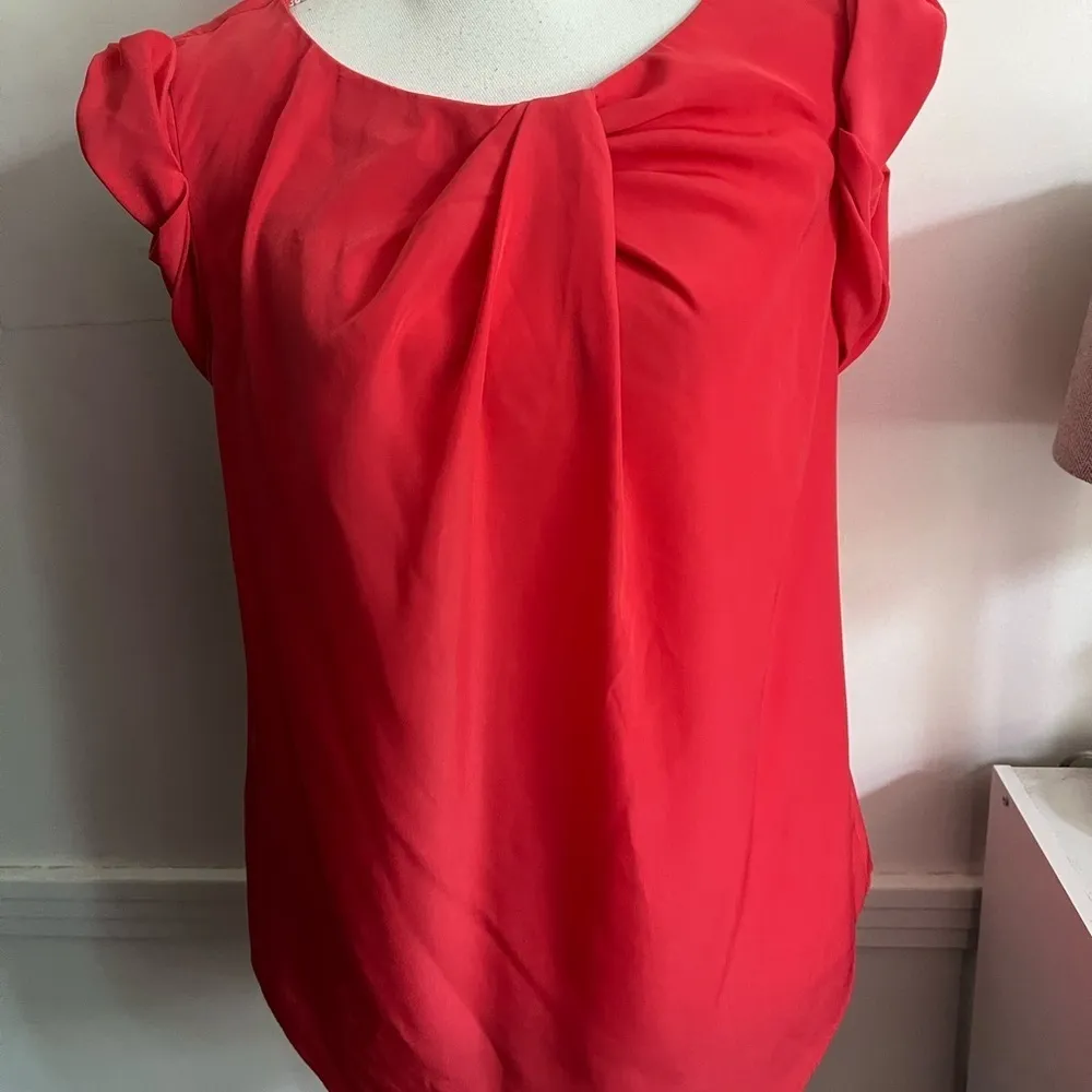 RACHEL Rachel Roy • Salmon Reddish Color Pleated Collar Blouse - Image 2