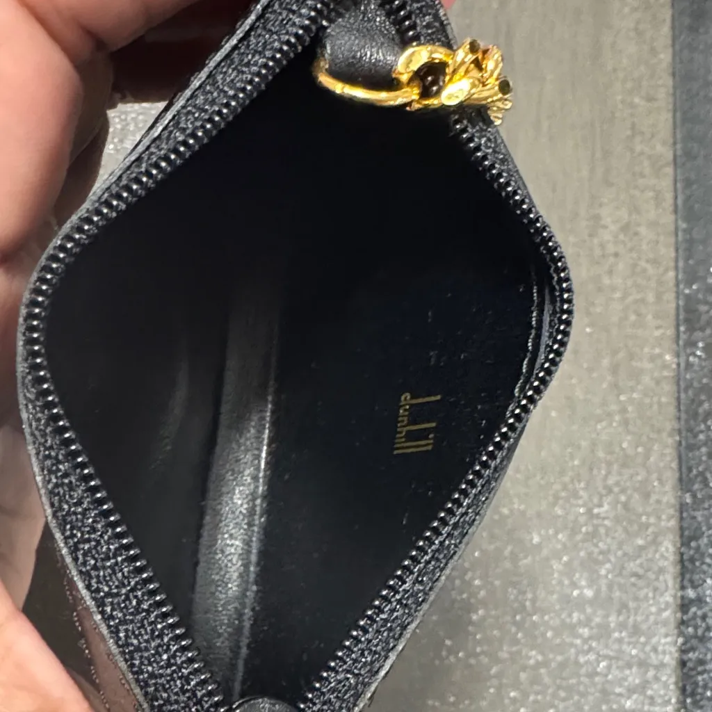 DunHill Black Leather Key Pouch with Gold Chain - Image 4