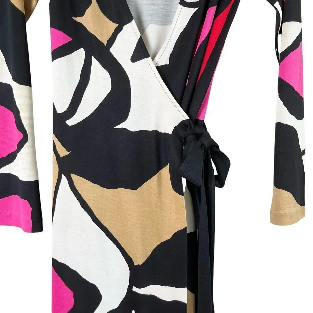Diane Von Furstenberg The Abrigo Long Sleeve Silk Wrap Dress in Miro Flowers,‎ 4 - Image 6