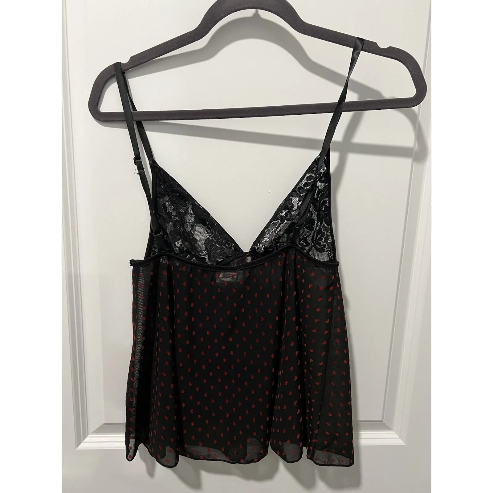 ✨ Kissable by Coquette Lingerie Top Black Red Hearts One Size‎ Sexy Sheer Size undefined - Image 2