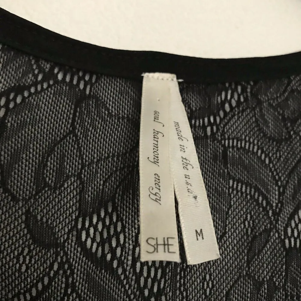 SHE Soul Harmony Energy Black Top With Lace Inset - Image 2