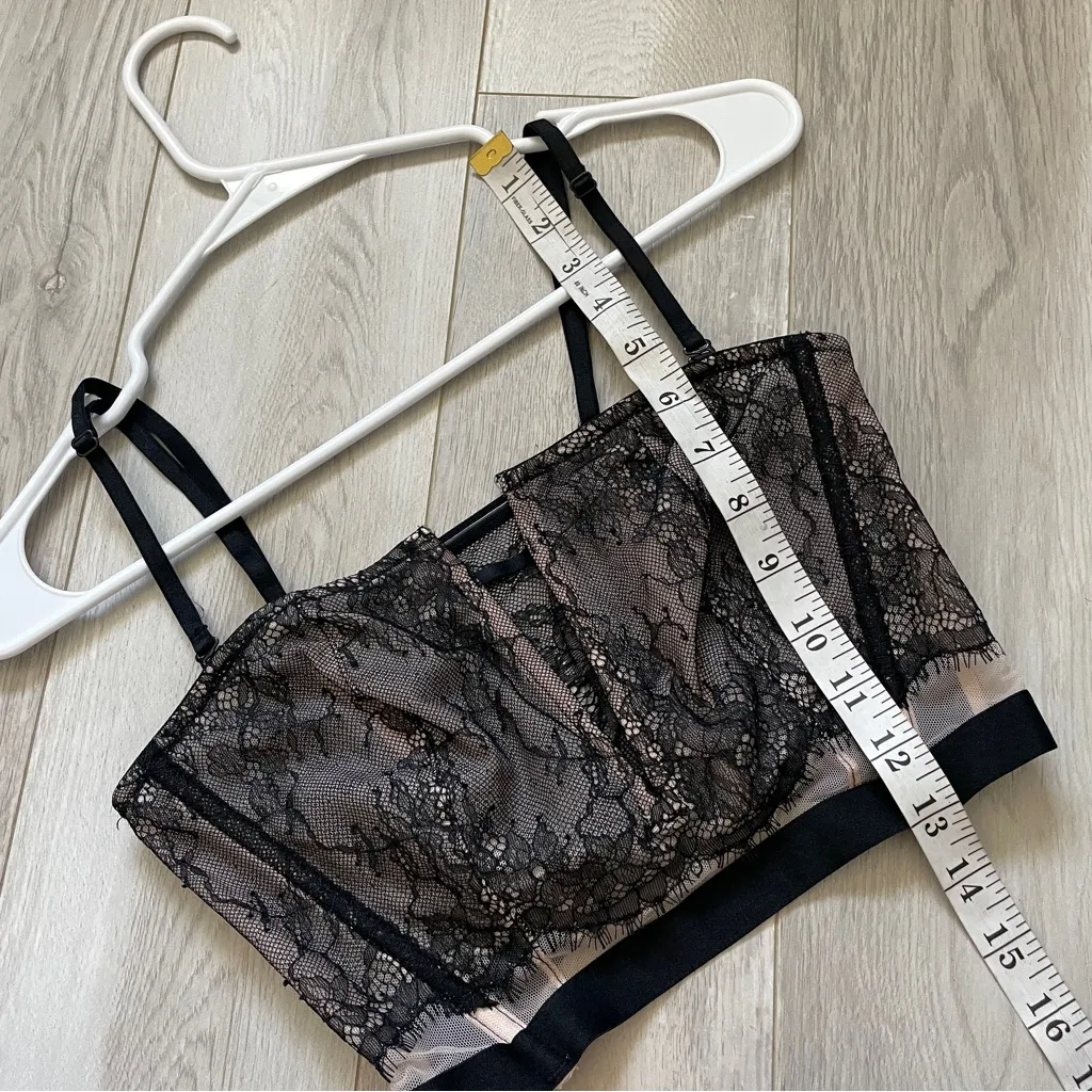 Victorias Secret Bralette very sexy unlined strapless lace longline Black medium - Image 6