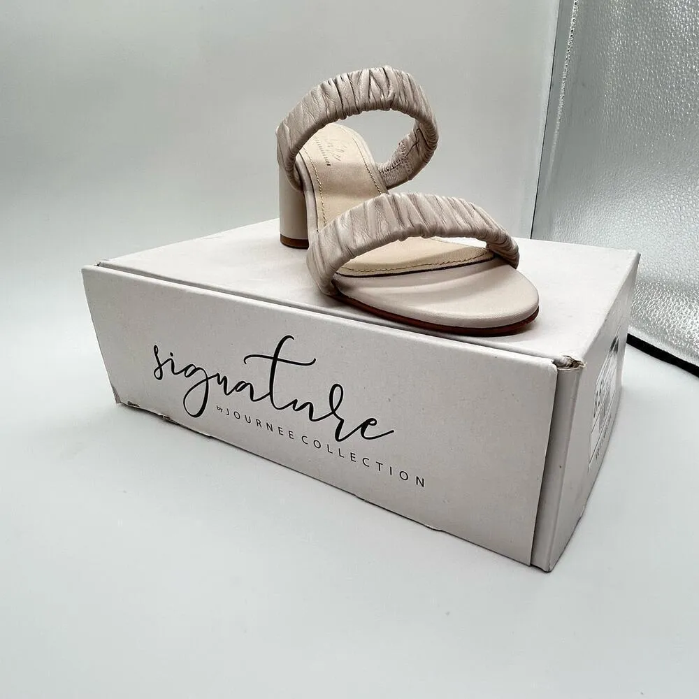 Journee Collection Sandals Womens 8.5‎ Off White Vidda Leather MSRP $149 NEW - Image 6