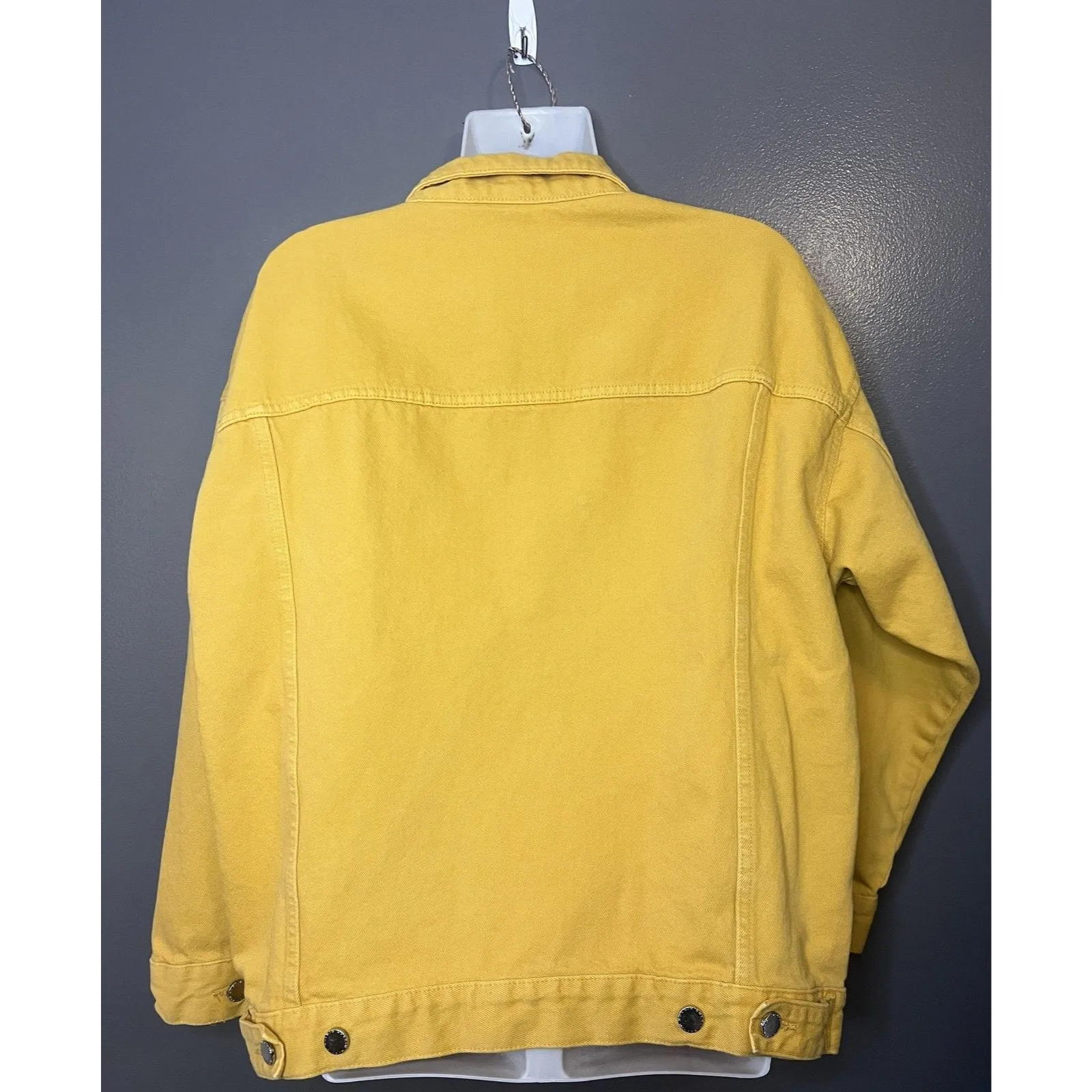 H&M Denim Jacket Womens 10 Yellow Button Front Jean Trucker Casual Basic - Image 6