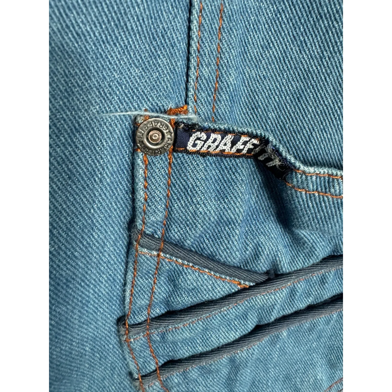 American Graffiti Womens Blazer Sz L Vintage‎ Denim Jean Jacket Shoulder Pads Blue Size L - Image 6