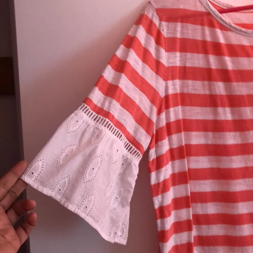 Crown and ivy xl orange and white 3/4 sleeve women’s top - Image 3