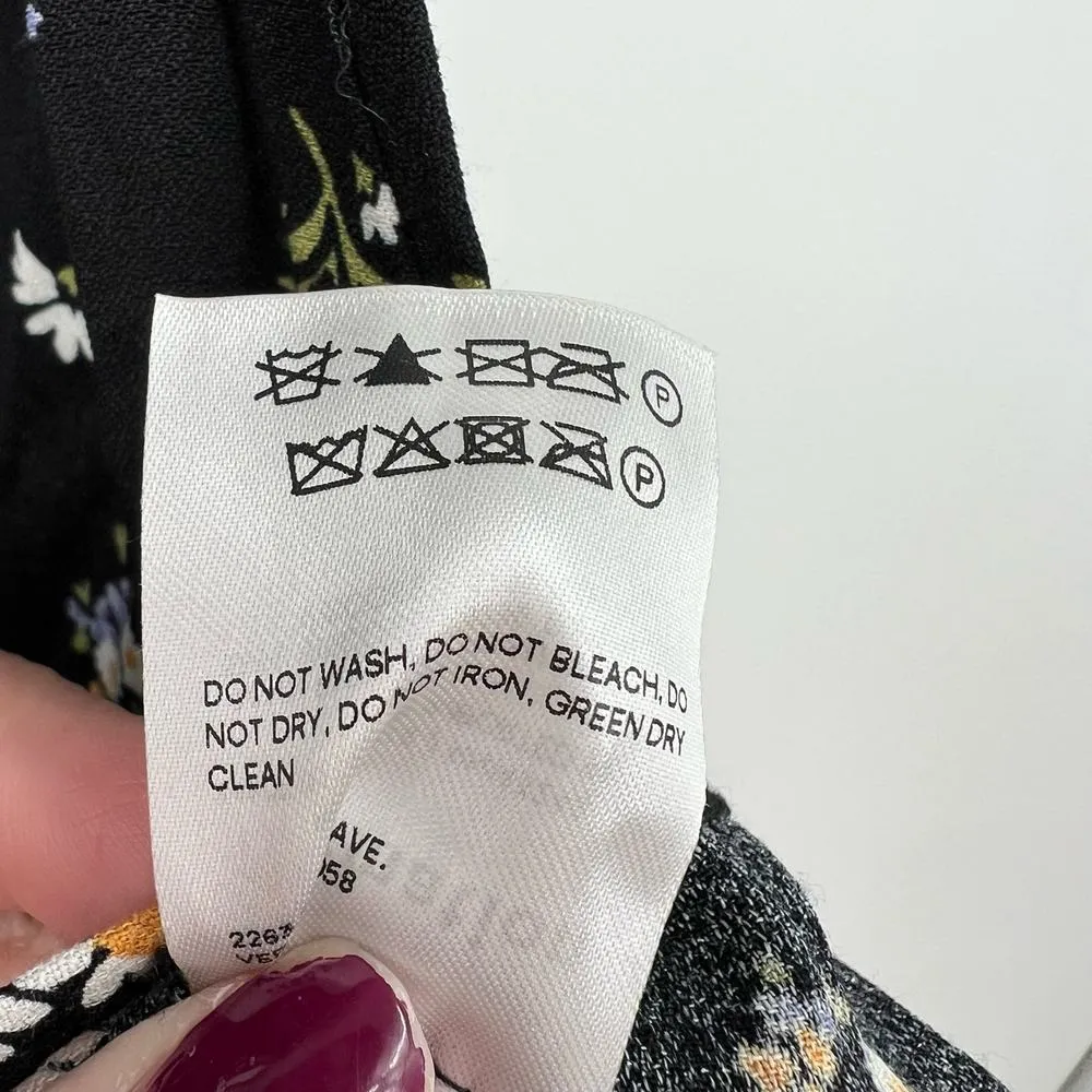 Reformation Janine mini dress daisy print black floral cap sleeved bow size 2 - Image 10