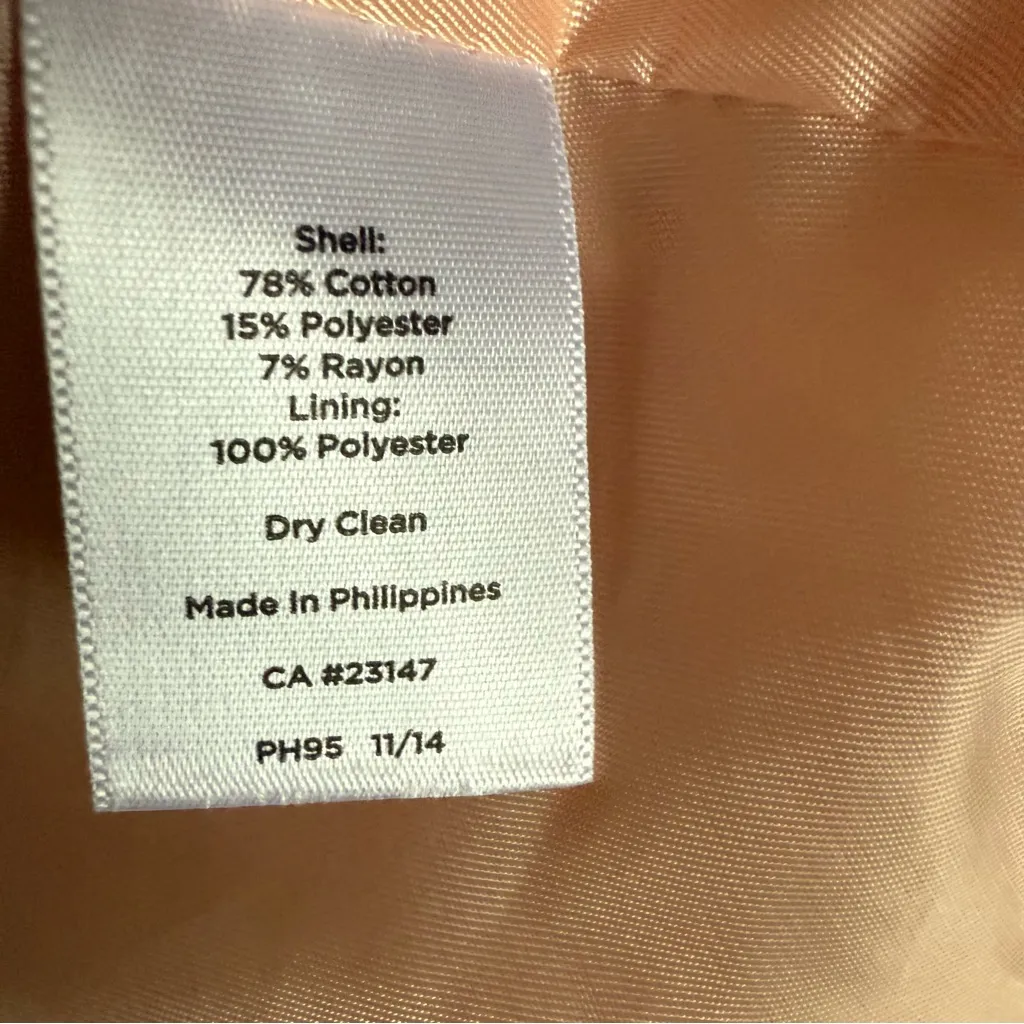 Talbots Peach Pink Multicolor Tweed Peplum Zip up Business‎ Jacket Blazer size 6 - Image 5