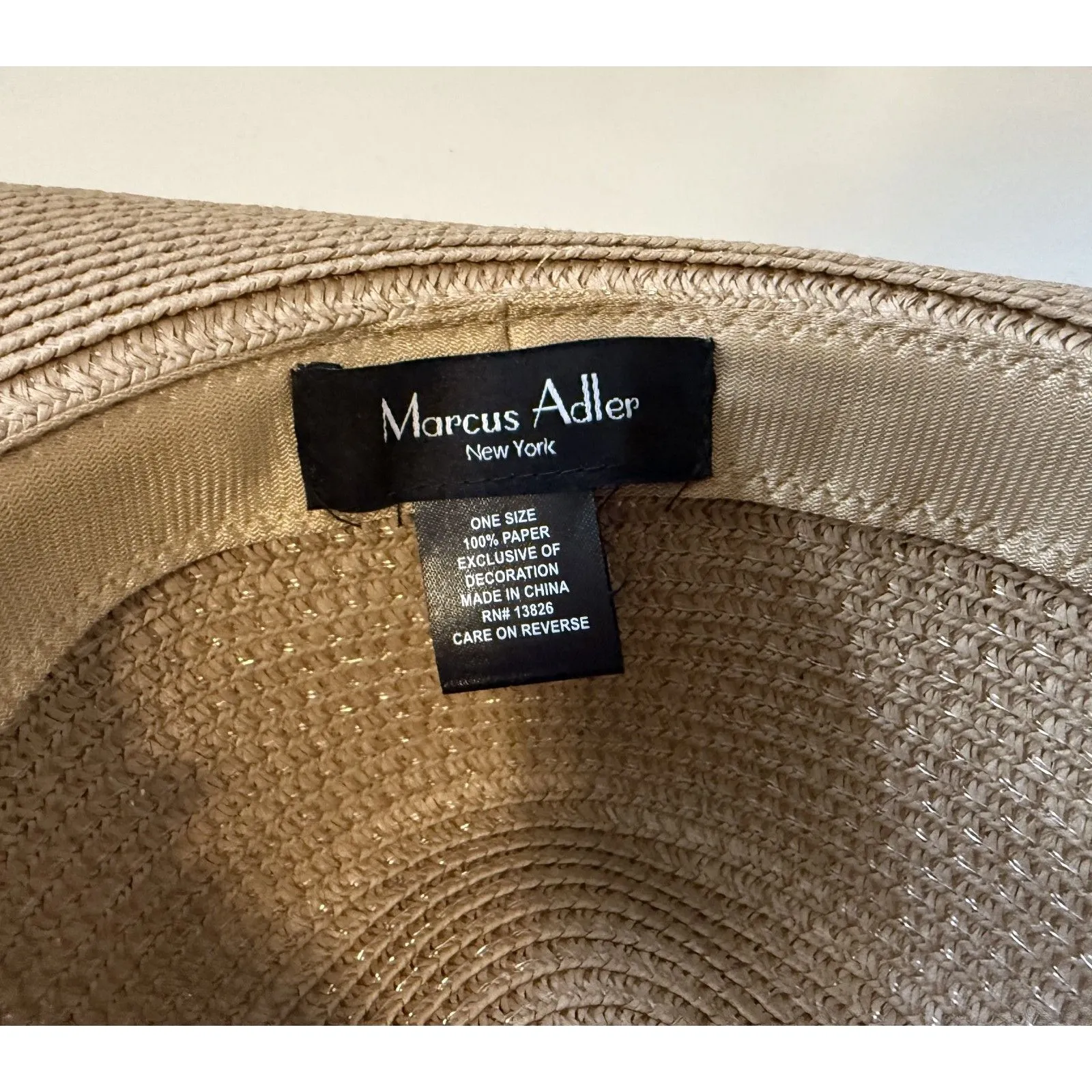 Marcus Adler Neutral Wide Brim Summer Hat Floral Band Lightweight Paper OS Tan - Image 5