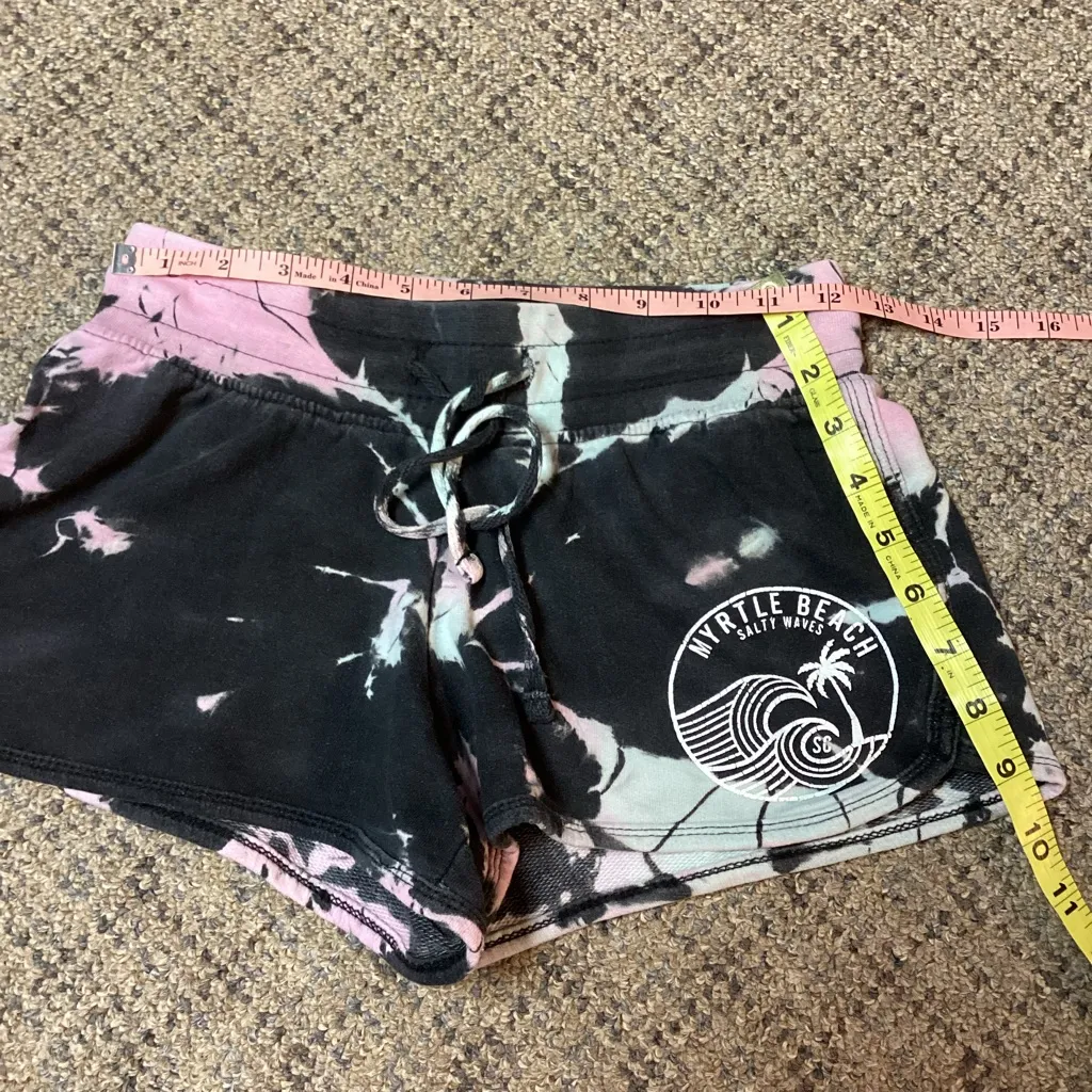 Dreamside Black Pink Blue Tie Dye Myrtle Beach Salty Waves Drawstring Shorts * S - Image 4